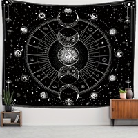 1pcS75*58cm Sun Moon Horoscope Divination Printed Tapestry Home DecorTapestry Wall Decor