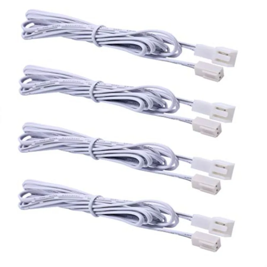 

Flexible Extendable Cables for LED Under Cabinet Lighting Kit White Cord 60 inch Extension Cords 2-pin White Cords, 4 Packs