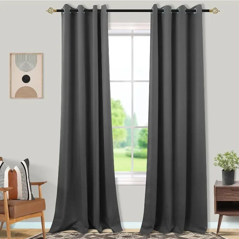 

Floor Length Curtains Inches Long,Blackout Room Darkening Thermal for Living Bedroom