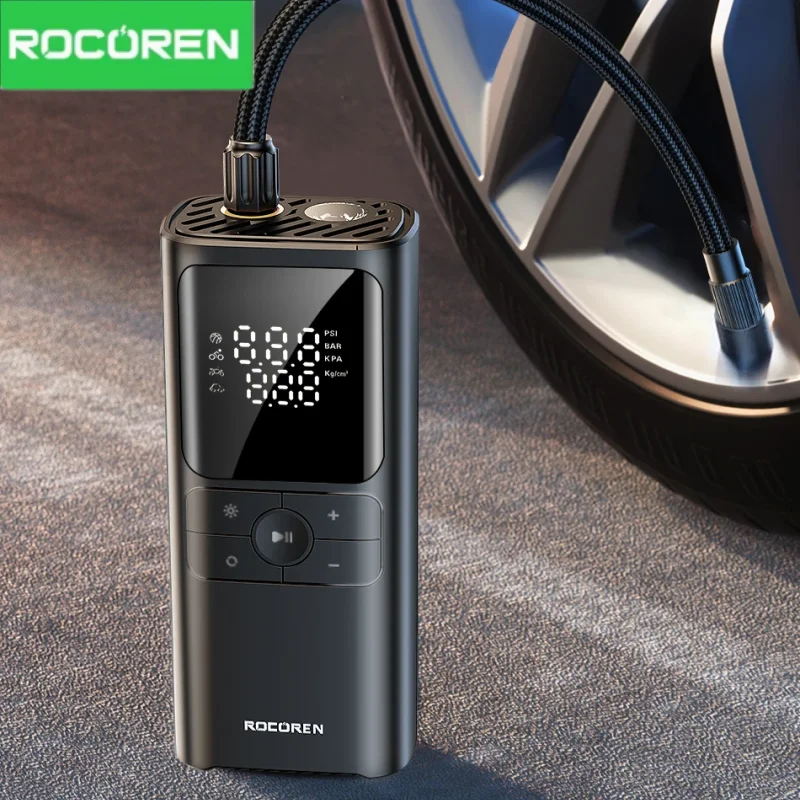 Rocoren Car Compressor Air Pump Display Portable Inflator 12V High Pressure Auto Tyre Inflatable For Car Boat Motorcycles Bike