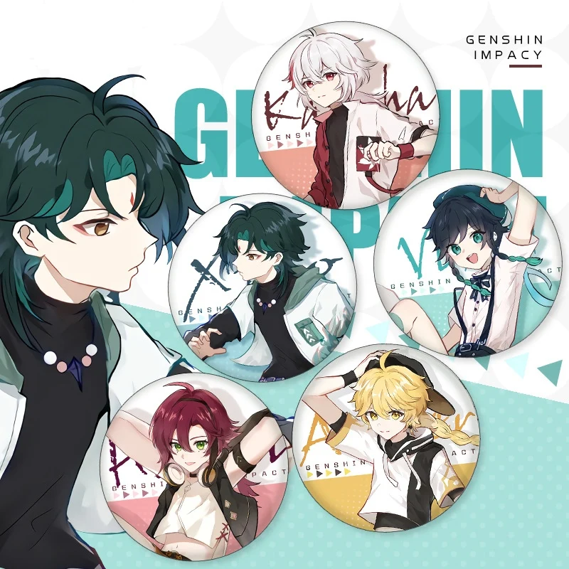 Anime Genshin Impact Kaedehara Kazuha Xiao Venti Cosplay Wind Element Juvenile Series Badge  Ambitus Gift