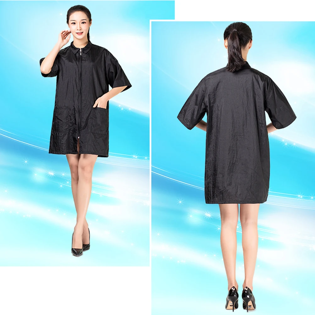 

1pc Waterproof Breathable Hair Salon Smocks Clients Apron Pockets Kitchen Cooking Work Clothes Barber Hairstylist Dyed Cloth