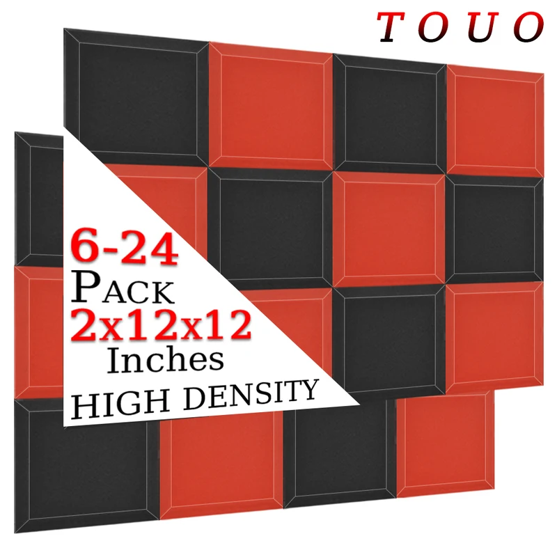 

TOUO 6/12/24 Pcs Acoustic Foam Wall soundproofing High Density Soundproof Foam Panel Recording Sound Absorbing Material