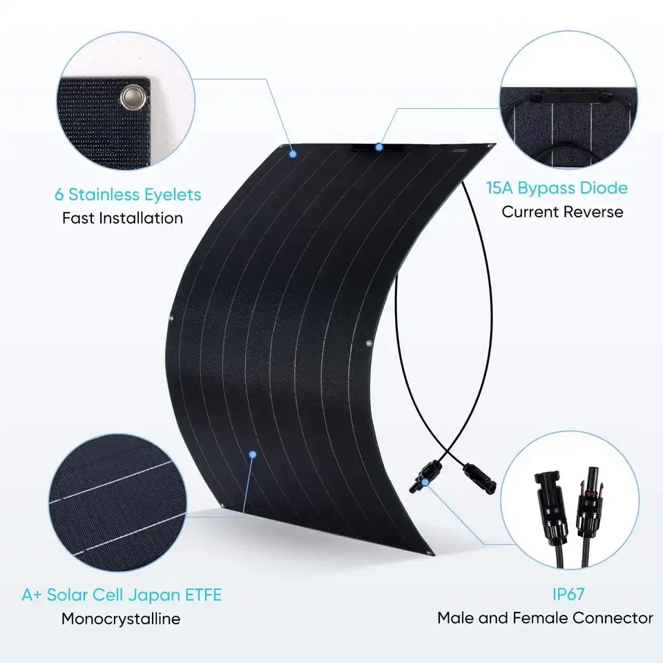 

Extra Strength Lightweight 400W-420W ETFE Flexible Solar Panels High Efficiency for Balcony Camping Battery for Outdoor