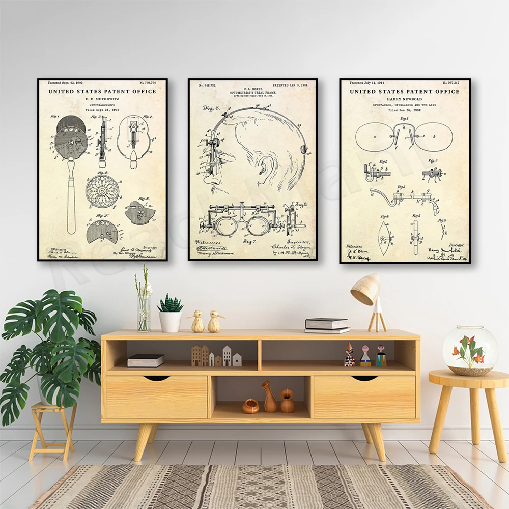 Ophthalmoscope Patent, Optometrist Trial Patent Printing, Ophthalmology Medical Art, Optical Shop Poster, Optometrist Gift