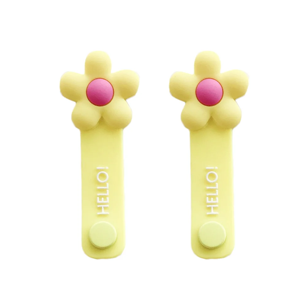 

2pcs Flower Cable Organizer Yellow Silicone Wire Holder For Headphone Usb Cables Home Office Use Dust Repellent Cord Winder Clip
