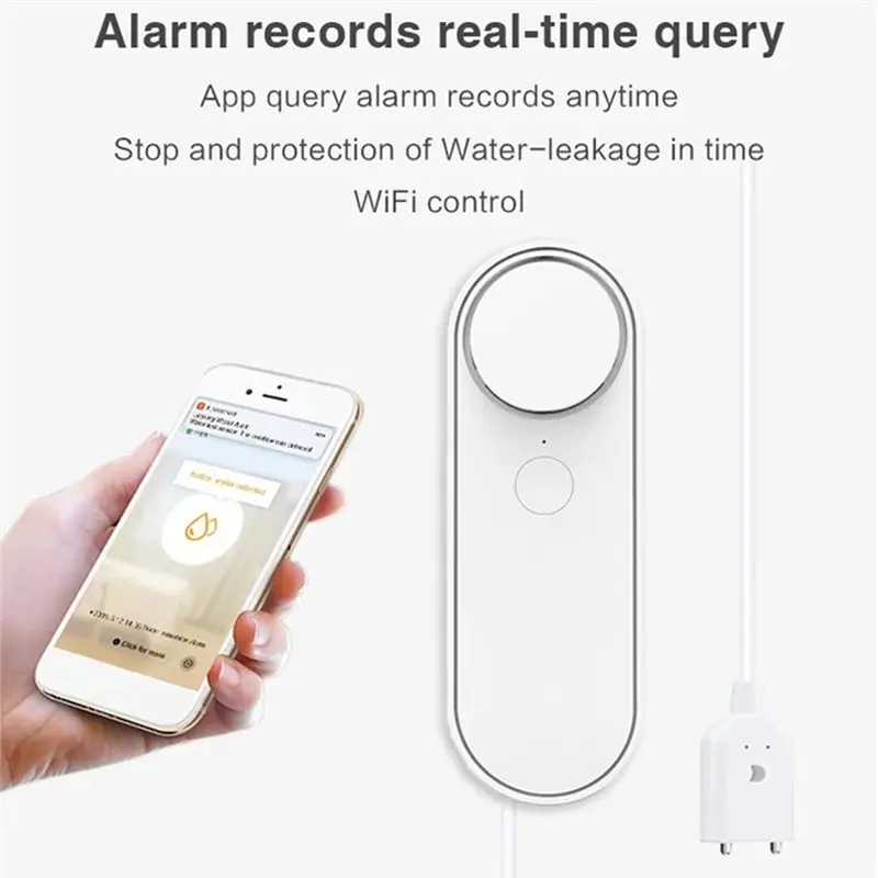 B50B-Wifi Water Leak Detector 5M 90DB Dual Sensor Smart Life APP Remote Monitoring Flood Alert Overflow Security System