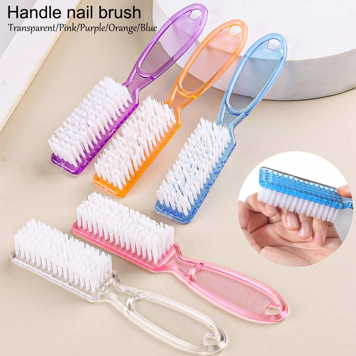 Handle Nail Brush, Cleaning Nail Tool, Scrub Cleaning Brush, Multifunctional Five-Color Manicure Brush for Toe and Nail Cleaning