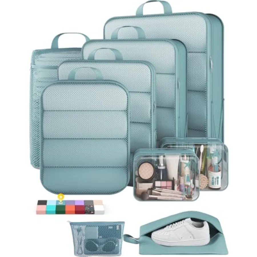 

9/11 Set Compression Packing Cubes for Travel Essentials Compressible Expandable Large Luggage Suitcase Organizer Bags for Clot