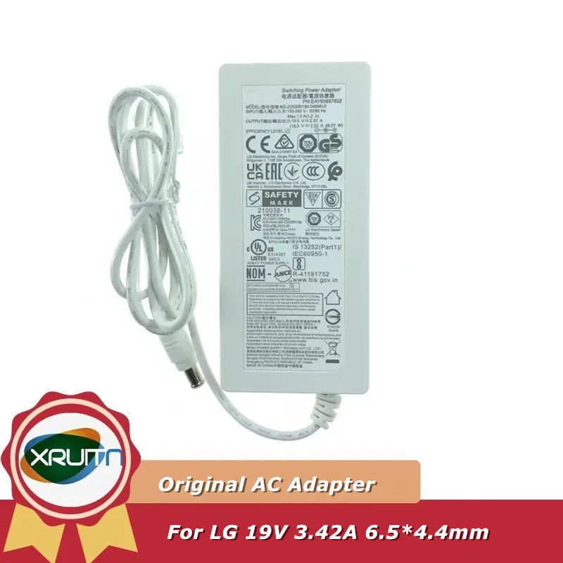 Adaptador de CA Original DA-65F19 19V 3.42A 65W Cargador 29LN467U PA-1650-43 DA-65G19 para LG R400 R410 PA-1650-68 LCAP39 49LF5100-CA