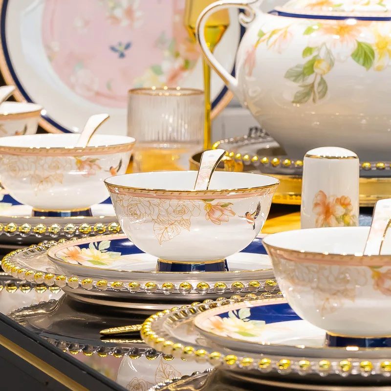 DSA Dishes and plates Household housewarming gifts Jingdezhen high-end bone china tableware Chinese ceramic bowl Eating