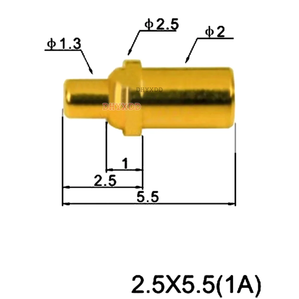 

100 шт., пружинный наконечник для зарядки, 2,5x5,5 мм, диаметр щупа антенны 2,5x5,5, POGO PIN, сигнальный штифт 1A