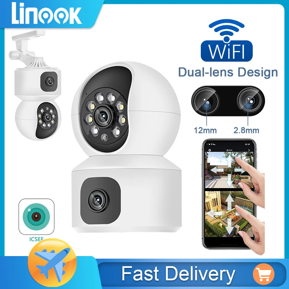 linook icsee indoor mini camera de seguranca ip cctv wi fi 360 cores visao noturna chamada bidirecional rastreamento ai 4mp 01