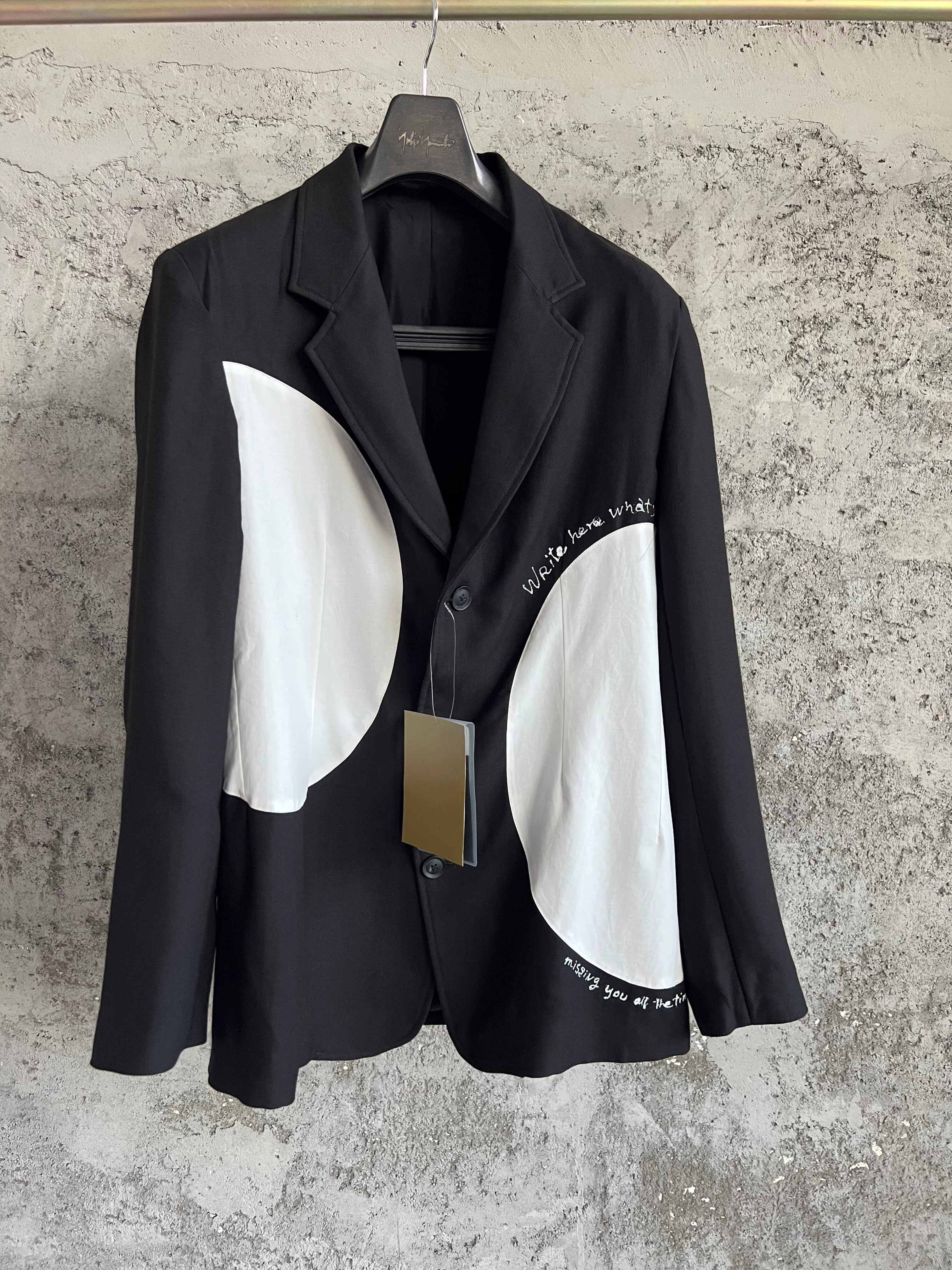 

TOP-YAMAMOTO Boiled Egg CAI Xukun Black and White patchwork jacket Suit for men