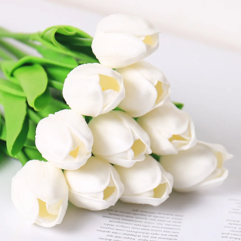 

10pc Wedding Tulip Artificial Roses Flower Bouquet for Bride Bridesmaid Wedding Party Home Decoration Things for Decoration