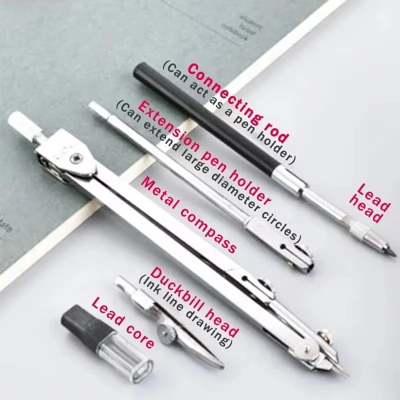 Stainless Steel Professional Drafting Drawing Compass Math Geometry 2/4/5/6 pcs/set Tools for Circles Students Stationery