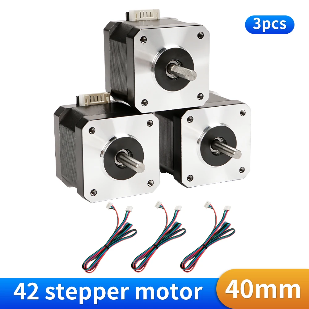 3Pcs Nema42 Stepper Motor 40mm 42HS40 1.5A 0.4N.m Nema 17 42BYGH 4 Lead for 3D Printer XYZ CNC Router Laser Engraver Motor