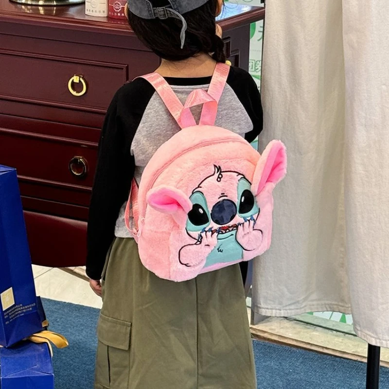 Kawaii Stitch Plush Backpack Blue Pink Funny Cartoon Large-Capacity Schoolbag Student Backpack Kindergarten Bag Girs Gifts