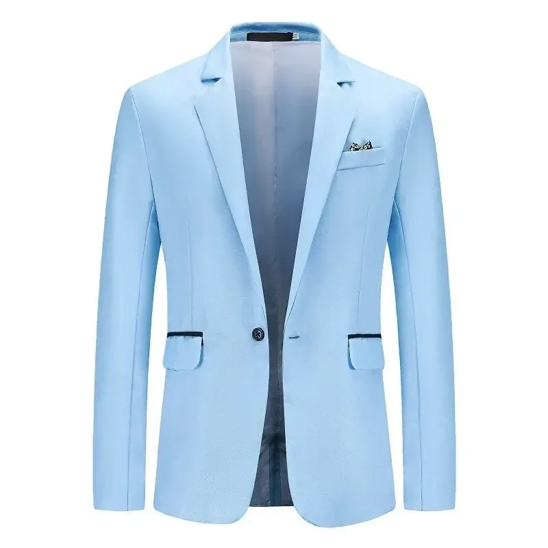 Traje de bloque de Color para hombre, chaqueta informal de moda de estilo occidental, trabajo de negocios, reunión de Color sólido, trabajo de Caballero de novio