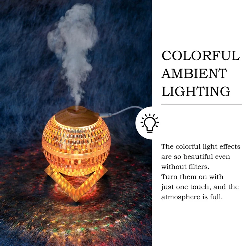 Humidificateur portable en boule de cristal veilleuse colorée, mini diffuseurs, fonctionnement silencieux, USB 62