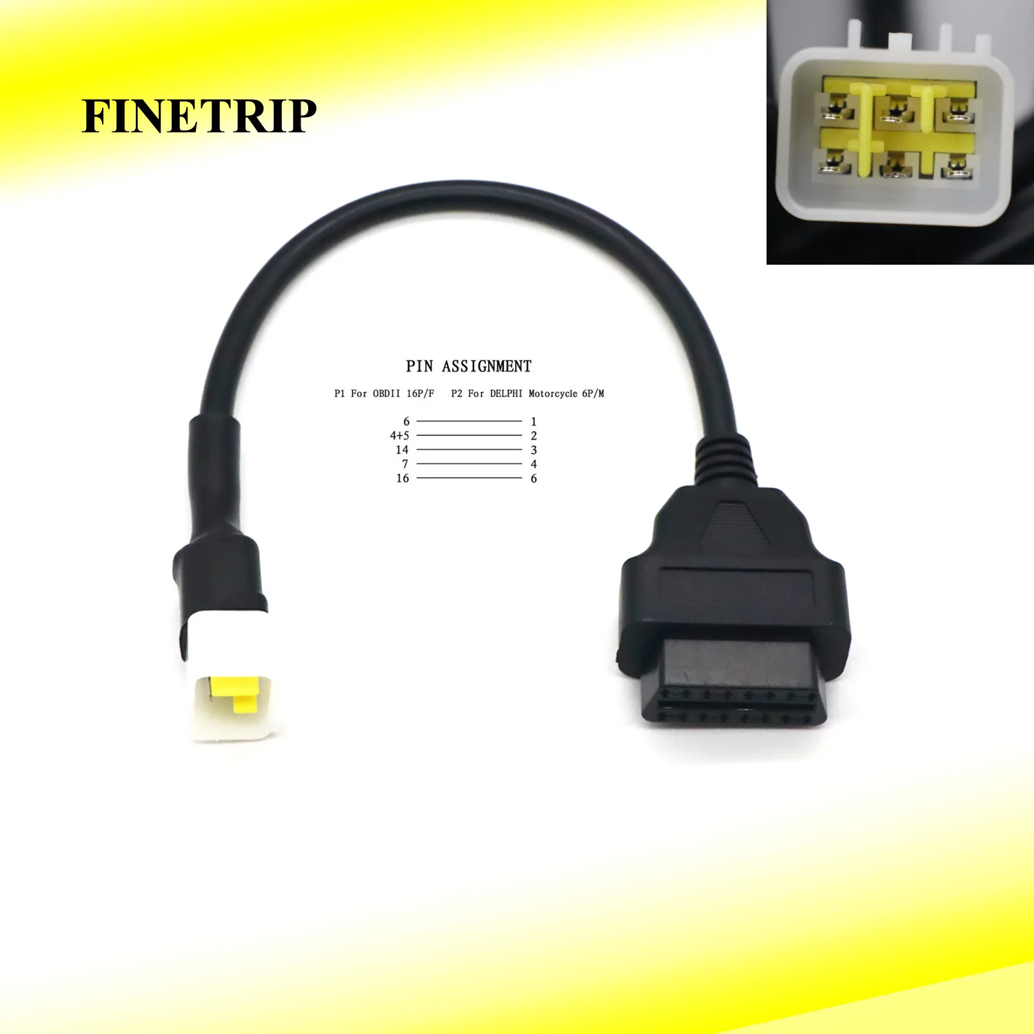 For Del phi For BENE LLI Autocycle 6 To 16 Pin Motorcycle OBD2 Adapters Diagnostic Tools OBD Connectors Extension Cable