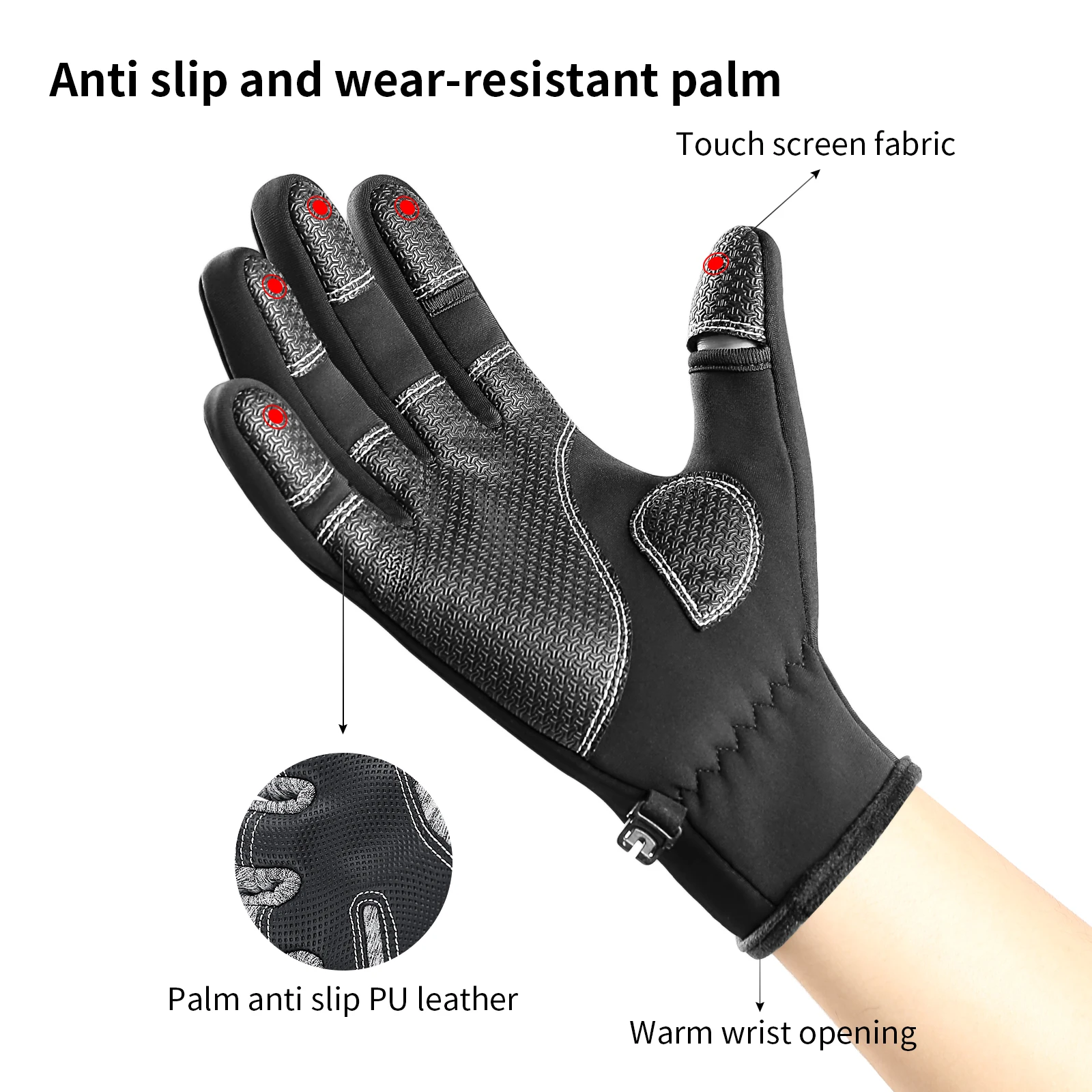Winter Warm Outdoor Riding Bike Fishing Polar Fleece Gloves Exposed Two-finger Touch Screen Non-slip Waterproof Unisex New Glove