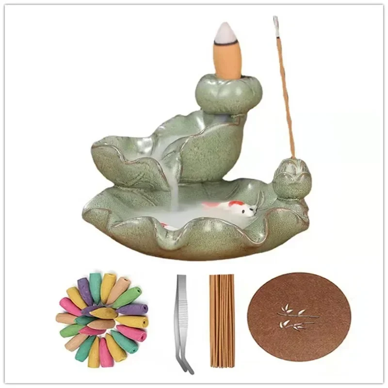 Products Ceramic QiJiJi Backflow Incense Burner To Send 50 Incense To Send Incense Clips To Send 30 Incense Cushion