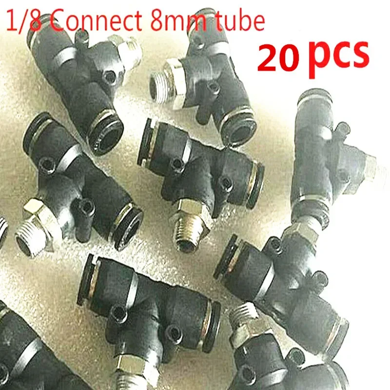 

20PC Tyre Tire Changer Machine Parts 1/8'' T Air Valve Tubing Fitting Connector Tube 8mm