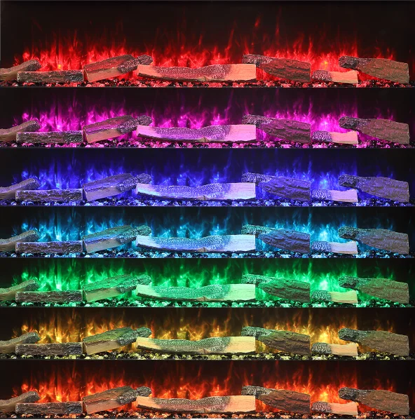 2026-80 inch Three-View Heater Deep Ember Bed Electric Fireplace Modern Style 7 RGB Flame Colors Recessed 750/1500 Watt WiFi