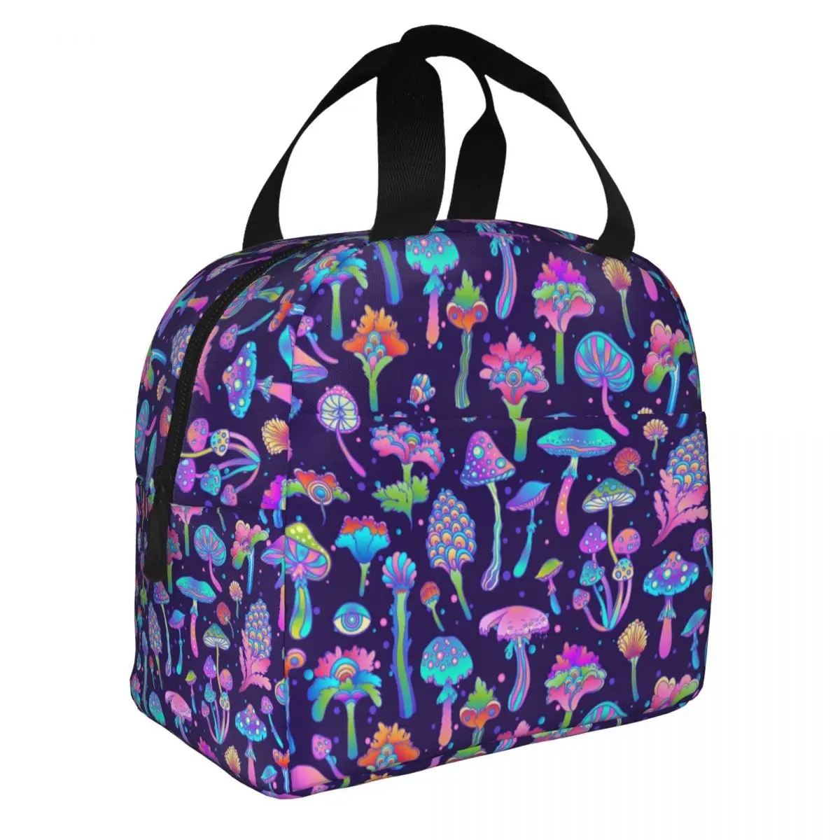 Psychedelic Magic Mushroom Trippy Hippie Insulated Lunch Bag for Women Waterproof Cooler Thermal Lunch Tote Beach Camping Travel