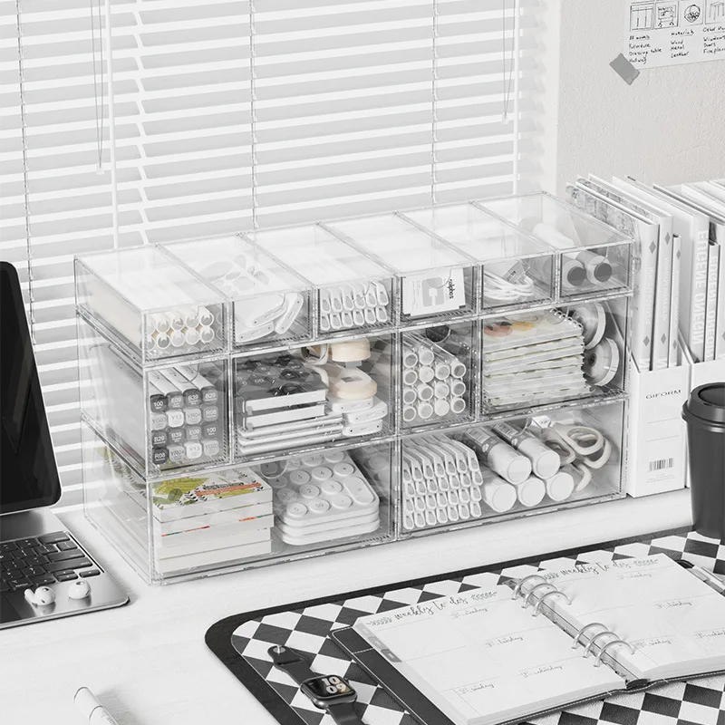 Desktop Organizer Drawer Type Acrylic Box Stationery Organizer Cosmetic Organizer for Makeup Storage Stationery Supplies receive