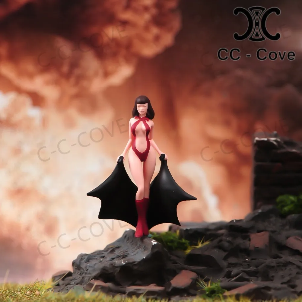 

Painted Miniatures 1/18 1/24 1/43 1/64 1/87 Black Cloak Vampire Girl Unpainted Figure Model Toys Gift View Decoration