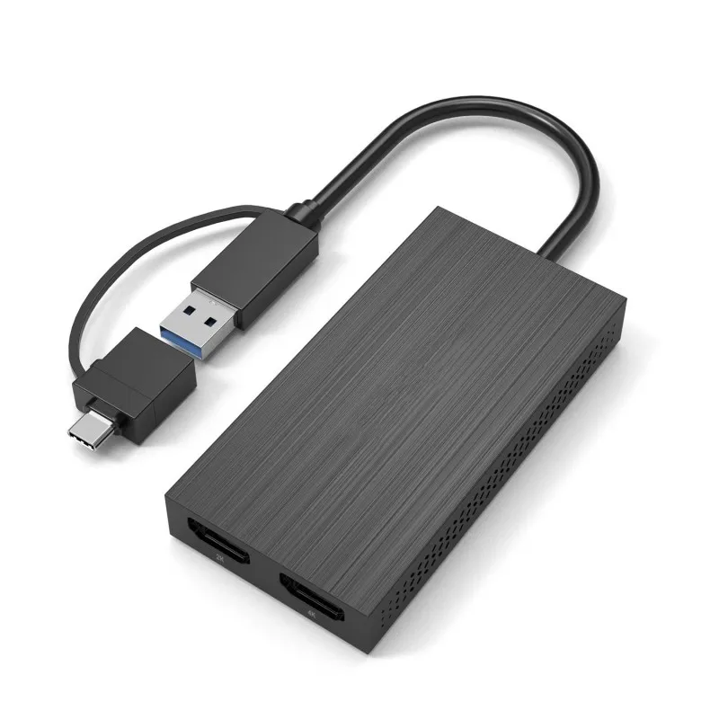 محول رسومات USB 3.1/USB C إلى HDMI مزدوج مزدوج 2K/4K@60 هرتز عرض مخرج من النوع C إلى منافذ HDMI لنظام التشغيل Windows/MAC M1 M2 M3