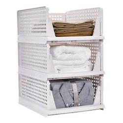 Folding Storage Rack  Wardrobe Storage Rack  Storage Basket Layered Partition  Drawer Style Stackable Wardrobe Rack