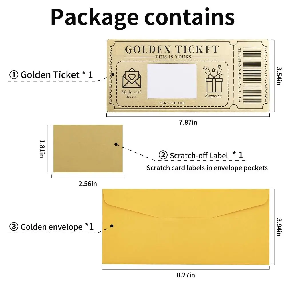 Scratch Off Ticket Golden Ticket Scratch-off Card Raffle Gift Surprise Concert Ticket with Envelope Party Favor Cinema Voucher view 6