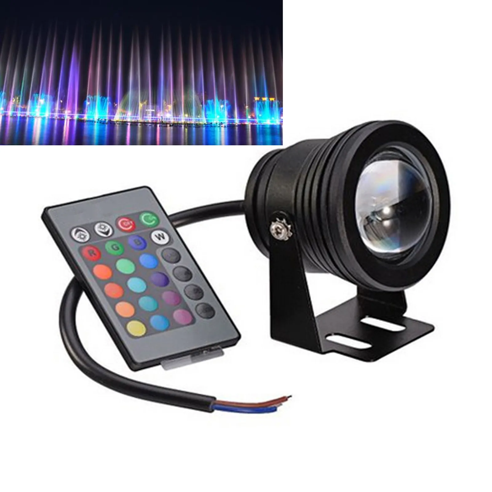 

Светодиодный RGB-светильник для бассейна 10 Вт, черный корпус, полностью герметичный, подводный светильник для фонтана, с регулируемым углом наклона, декоративная лампа для аквариума и пруда