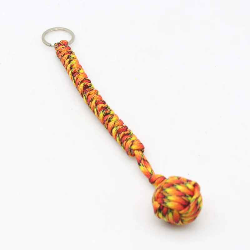 Paracord Steel Parachute Ball Chaveiro ao ar livre Proteção de sobrevivência de emergência Monkey Camping Lanyard, Punho de rolamento