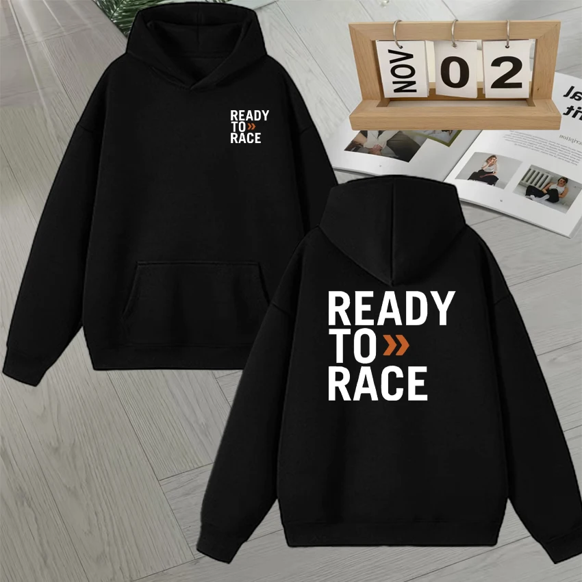 

Fashion Autumn Winter Hoodie Autumn Winter Sweatshirt Ready To Race Graphic Double Sided Print Men Women Fleece Pullovers Unisex