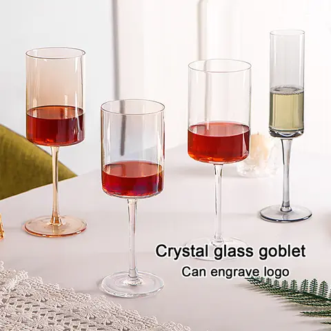(로고 각인 가능) 180/320/450ML 크리스탈 유리 잔, 앰버 샴페인 글래스, 스모키 그레이 레드 와인 잔, 골드 엣지 디자인, 골드 엣지 디자인, 연회/결혼식/바 유리, 생일 선물