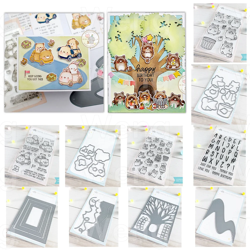 

2025 New Tree House Cute Raccoon Animals Metal Cutting Dies and Stamps Set for DIY Craft Embossing Greeting Card Making Handmade