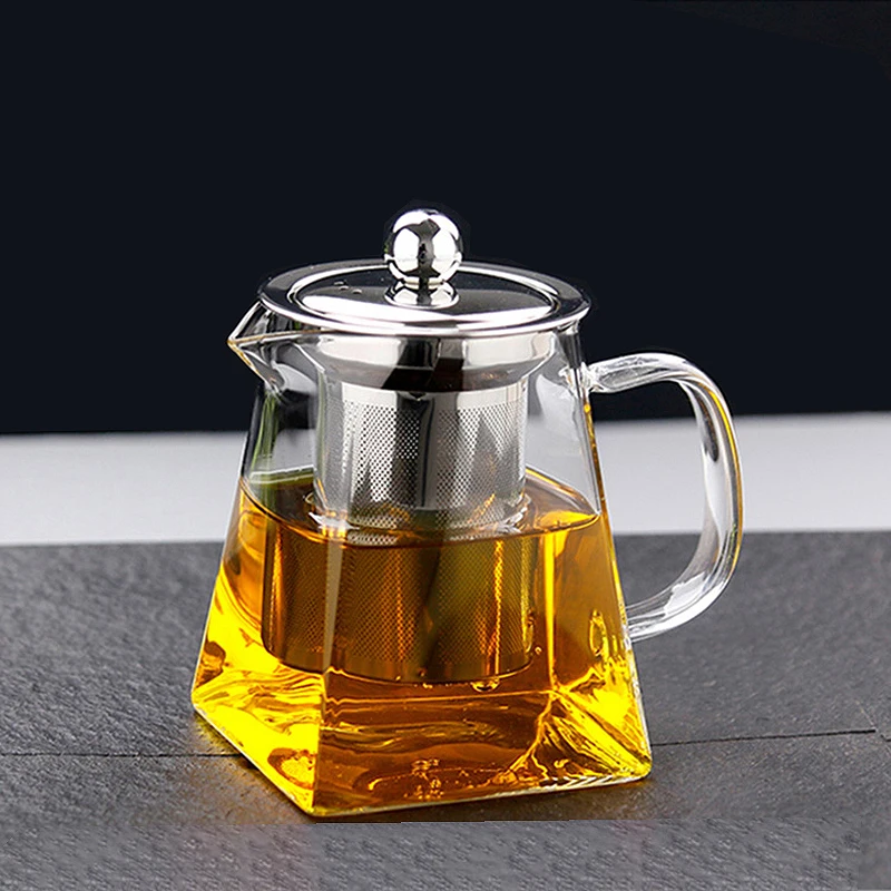 Heat Resistant Glass Teapot with Stainless Steel Tea Infuser Filter Flower Tea Kettle Kung Fu Tea Set Puer Oolong Teapot Hotsale