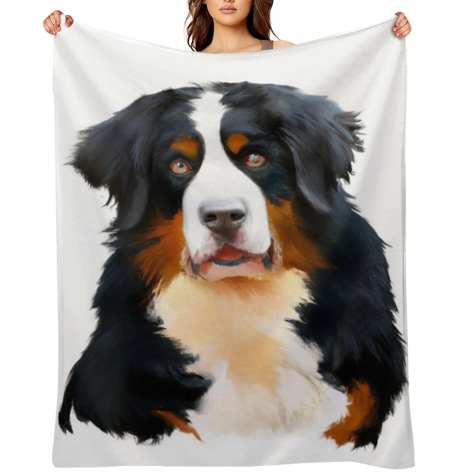 

Cute Bernese Mountain Dog Drawing Throw Blanket Beach Decoratives Tourist Soft Blankets