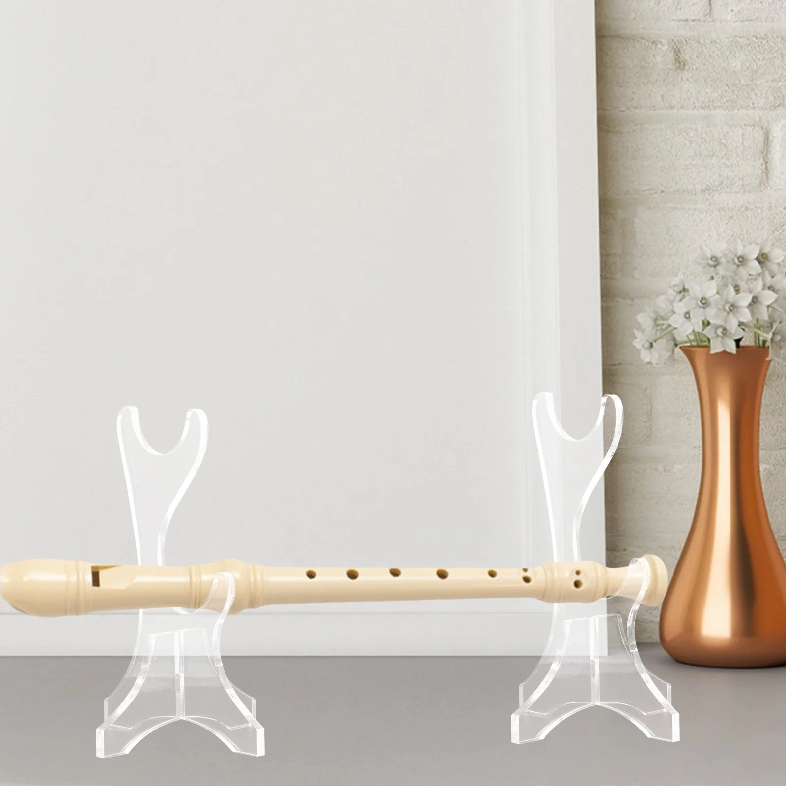 

1Pair Transparent Acrylic Double Layer Flute Display Stand Desktop Vertical Flute Rack Organizer for Home Studio Music Room