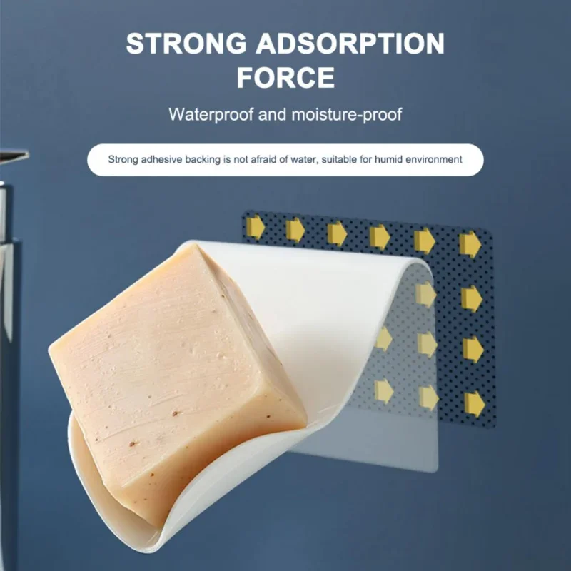 Self-adhesive Soap Drain Rack Home Non-drilling Wall-mounted Soap Rack Plastic Drainage Storage Rack Bathroom Shower