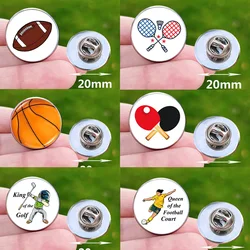 Fashion Ball Lovers Gift Stainless Brooch Football Basketball Volleyball Ping Pang Rugby Baseball King Queen Pins for Couple
