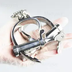 Stainless Steel Horseshoe Shackle Handcuffs Chain BDSM Lock Wrist Ankle Cuffs Slave Shackle Bondage Sex Toy for Couple