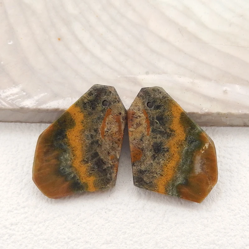 

Semiprecious Natural Stone Ocean Jasper Handmade Fashion Nugget Earring Bead 25x17x3mm 4.9g