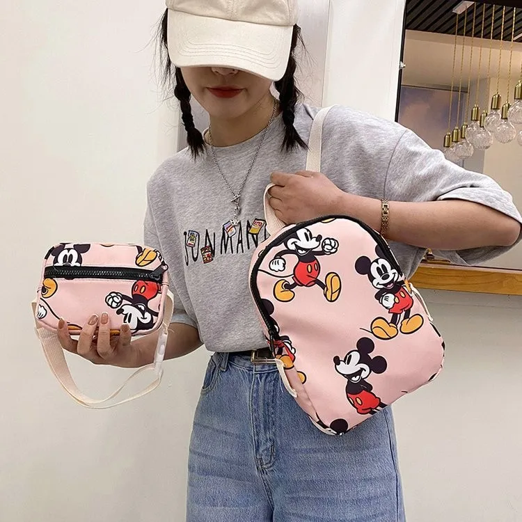 Mochila con estampado de dibujos animados de Disney para estudiantes, morral bonito con diseño de Mickey Mouse, escuela primaria, ligera, para viajes al aire libre, regalo para niños