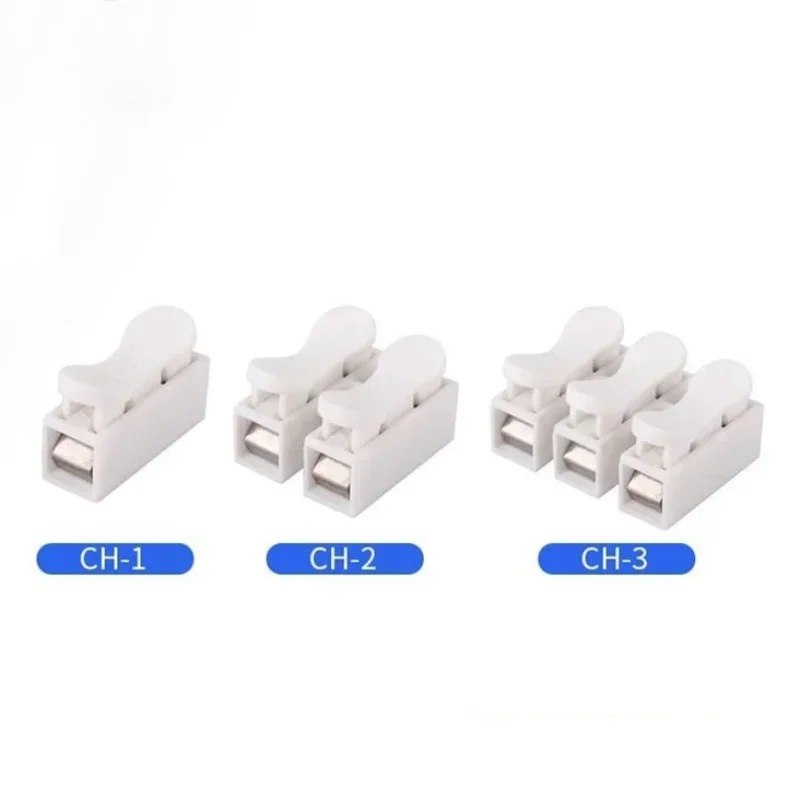 10Pcs CH-1 CH-2 CH-3 Spring Wire Quick Connector 2P 3P Electrical Crimp Terminals Block Splice Cable Clamp Easy Fit Led Strip