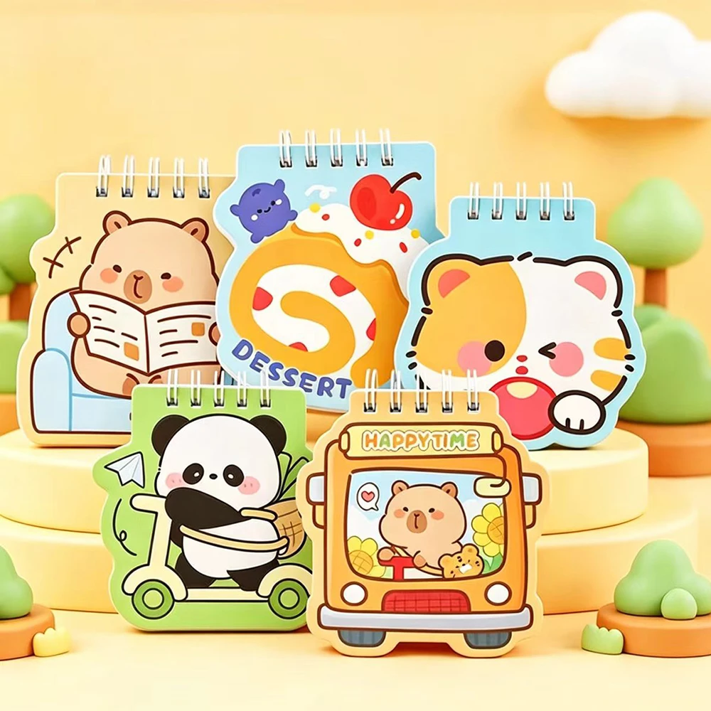 4PCS Cute animal shaped mini notebook, high-value student reward creative notebook, blank inner page scroll notebook